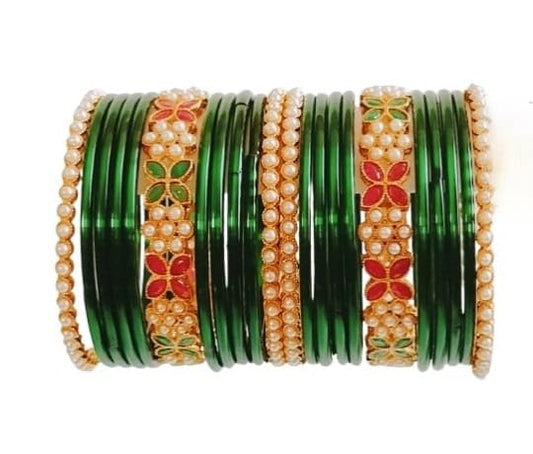 Traditional Gold-Plated Bracelet Bangles Set for Girls and Women's and Girls Glass Kanch Ki Chudiyan