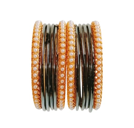 Traditional Gold-Plated Bracelet Bangles Set for Girls and Women's and Girls Glass Kanch Ki Chudiyan