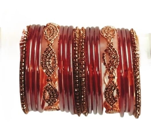 Traditional Gold-Plated Bracelet Bangles Set for Girls and Women's and Girls Glass Kanch Ki Chudiyan