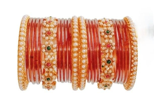 Traditional Gold-Plated Bracelet Bangles Set for Girls and Women's and Girls Glass Kanch Ki Chudiyan