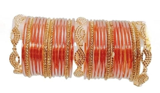 Traditional Gold-Plated Bracelet Bangles Set for Girls and Women's and Girls Glass Kanch Ki Chudiyan