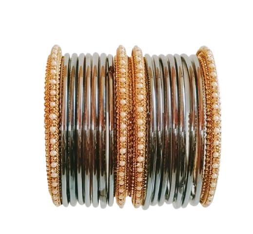 Traditional Gold-Plated Bracelet Bangles Set for Girls and Women's and Girls Glass Kanch Ki Chudiyan