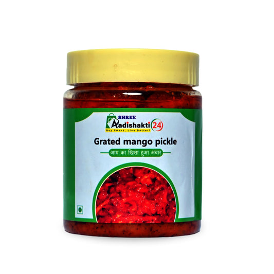 SHREE AADISHAKTI 24 Grated Mango Pickle, Rich in Vitamin C, Digestive, Probiotics, Antioxidant, 500g