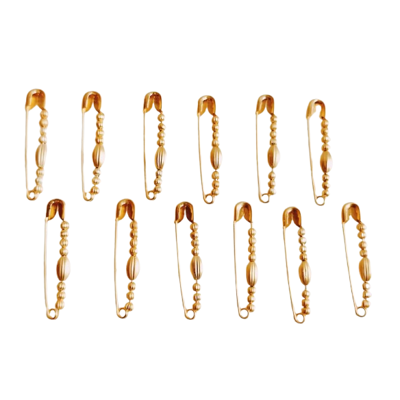 Shree Aadishakti 24 Gold Beaded Safety Pins (Set of 12)